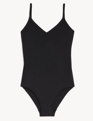M&S Womens Tie Detail V-Neck Swimsuit - 10 - Black, Black