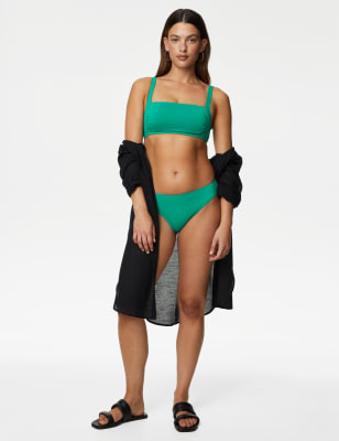 

Womens M&S Collection Wattiertes Bikini-Oberteil mit eckigem Ausschnitt - Bright Green, Bright Green