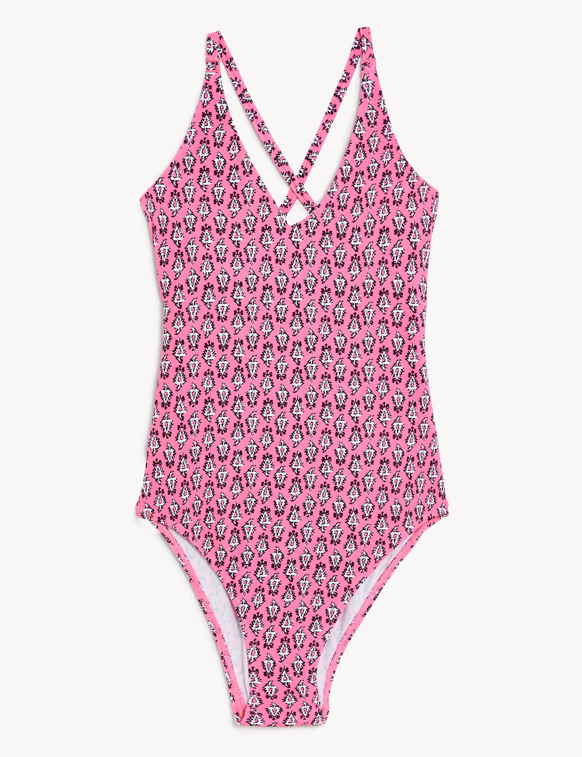 Printed Tie Detail Plunge V-Neck Swimsuit