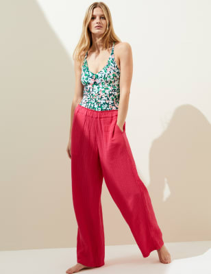 

M&S Collection Bañador escotado estampado de escote en pico con detalle de lazoWomens - Green Mix, Green Mix