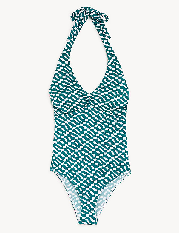 Printed Halterneck Swimsuit - AT