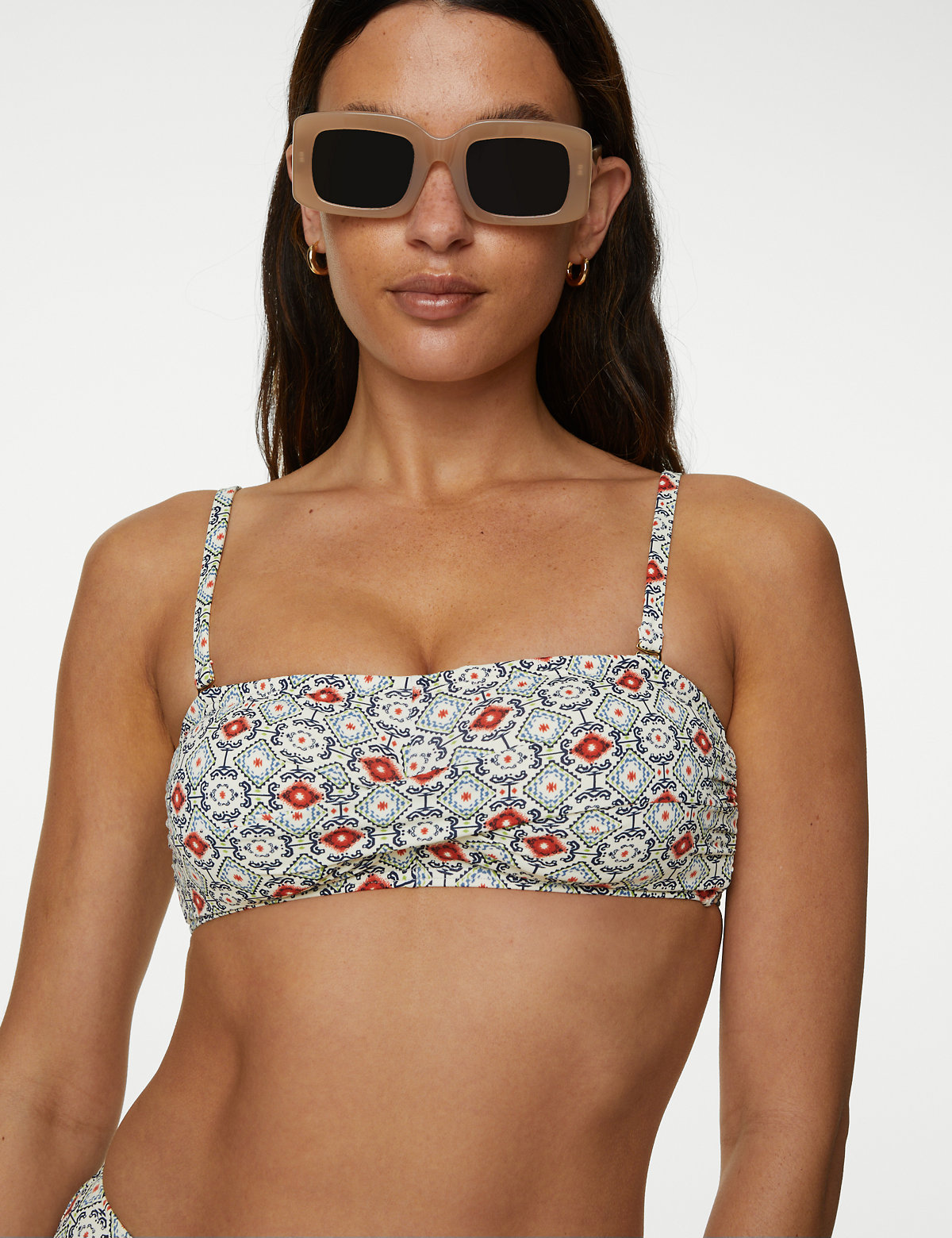 Printed Padded Bandeau Bikini Top