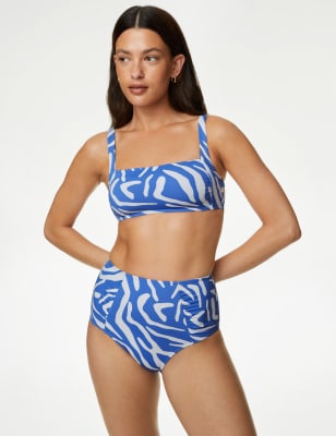 

Womens M&S Collection Tummy Control Printed Ruched Bikini Bottoms - Light Blue Mix, Light Blue Mix