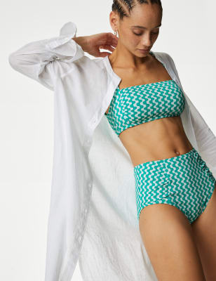 

Womens M&S Collection Tummy Control Printed Ruched Bikini Bottoms - Light Green Mix, Light Green Mix