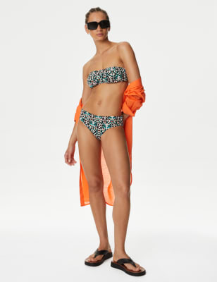 

Womens M&S Collection Printed Roll Top Bikini Bottoms - Multi, Multi