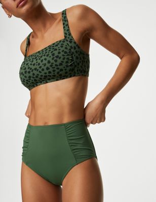 M&S Women's Tummy Control High Waisted Bikini Bottoms - 8 - Green, Green