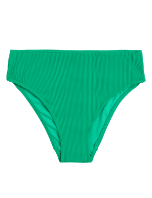 

M&S Collection Parte de abajo de bikini de corte alto acanalada de cintura altaWomens - Bright Green, Bright Green