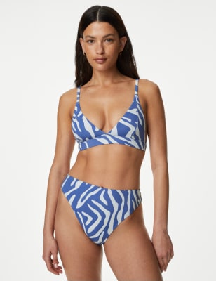

M&S Collection Parte de abajo de bikini de cintura alta con estampado animalWomens - Light Blue Mix, Light Blue Mix