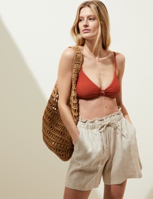 

Womens M&S Collection Wattiertes Plunge-Bikinioberteil mit Ringdetail - Copper, Copper