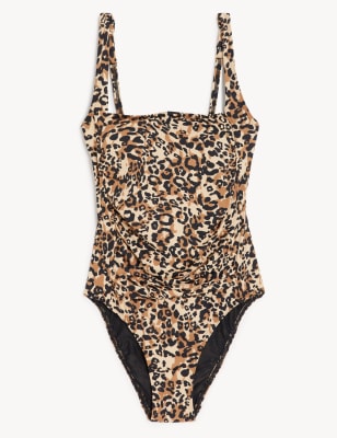 

Womens M&S Collection Bauchkaschierender, wattierter Badeanzug mit Muster - Brown Mix, Brown Mix