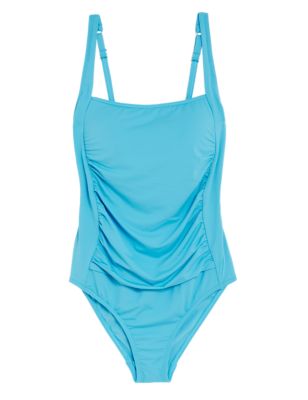 M&S Womens Tummy Control Padded Square Neck Swimsuit - 16 - Turquoise, Turquoise,Black,Fuchsia,Bright Green