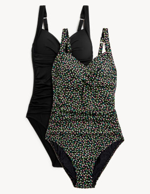 2pk Tummy Control Plunge Swimsuits