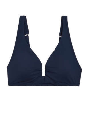 

Womens M&S Collection Padded Plunge Bikini Top - Navy, Navy