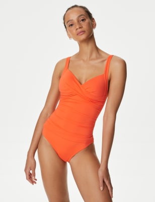 Tummy Control Padded Ruched Plunge Swimsuit