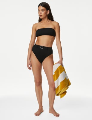 Ribbed Padded Square Neck Bikini Top