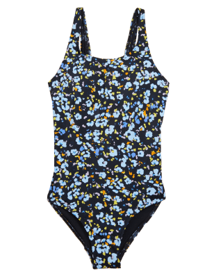 

GOODMOVE Bañador con escote abierto y relleno y estampado animalWomens - Powder Blue, Powder Blue