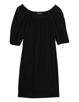 

Womens M&S Collection Bardot Short Sleeve Knee Length Dress - Black, Black