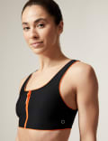 Zip Up Scoop Neck Bikini Top