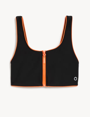 Zip Up Scoop Neck Bikini Top