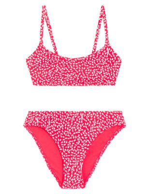 M&S Womens Printed Padded Bikini Set - 22 - Bright Red, Bright Red