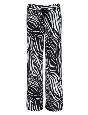 wide leg zebra print trousers