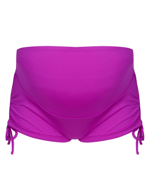 ruched boyshort bikini bottoms