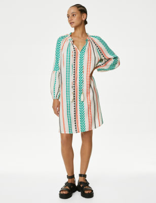 

Womens M&S Collection Gestreifter Strand-Cover-Up-Kaftan mit hohem Baumwollanteil - Multi, Multi