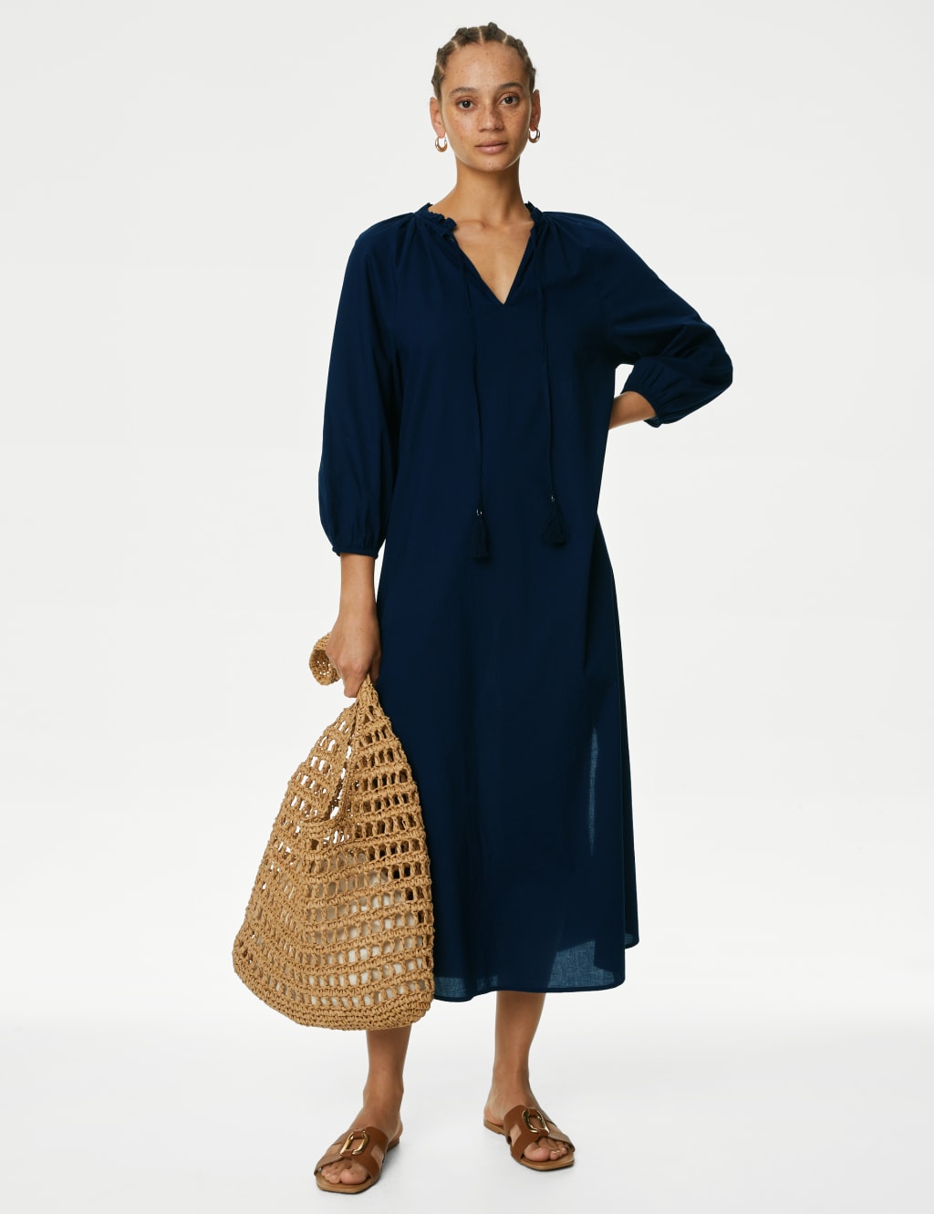 Pure Cotton Tie Front Beach Cover Up Kaftan image 1