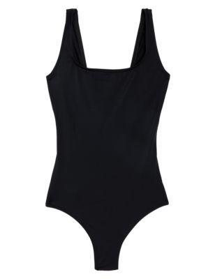 M&S Womens Scoop Neck Swimsuit - 16 - Black, Black