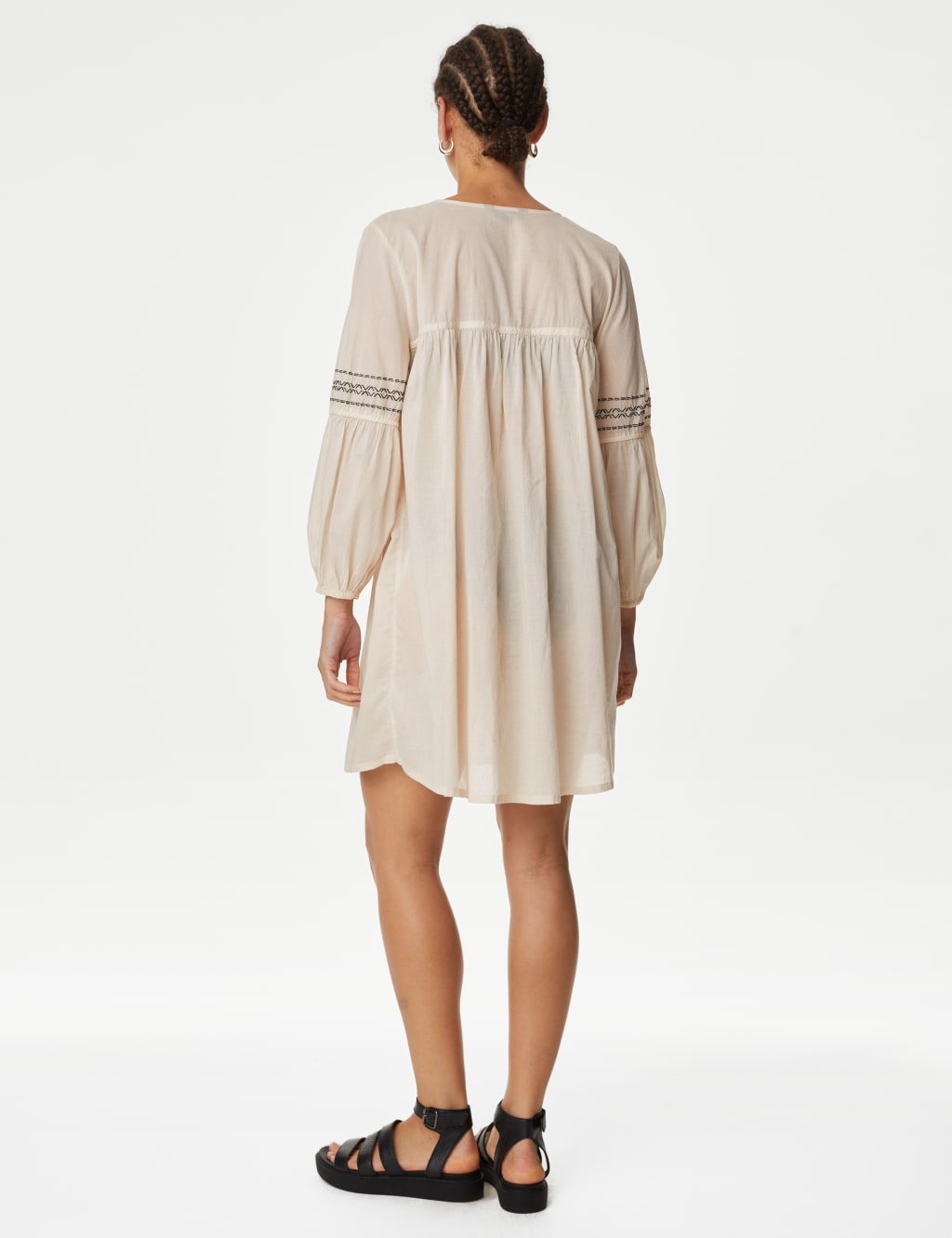 Pure Cotton Embroidered V-Neck Beach Dress image 4