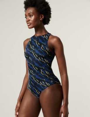 

Womens Goodmove Printed Halterneck Swimsuit - Blue Mix, Blue Mix