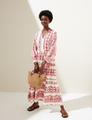 Cotton Rich Jacquard Maxi Beach Dress