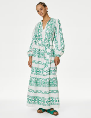 Cotton Rich Jacquard Maxi Beach Dress