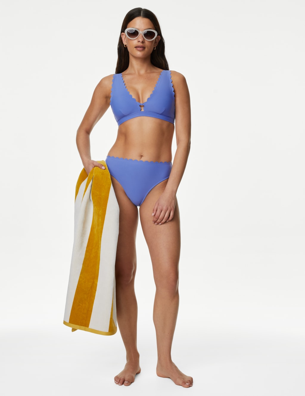 Neoprene Padded Scallop Plunge Bikini Top image 2