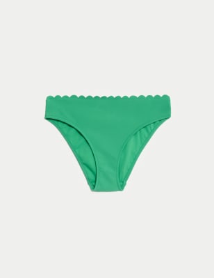 

M&S Collection Parte de abajo de bikini de corte alto festoneado de neoprenoWomens - Medium Green, Medium Green