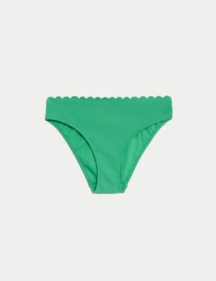 Neoprene Scallop High Leg Bikini Bottoms