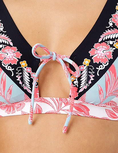Floral Print Non Wired Plunge Bikini Top