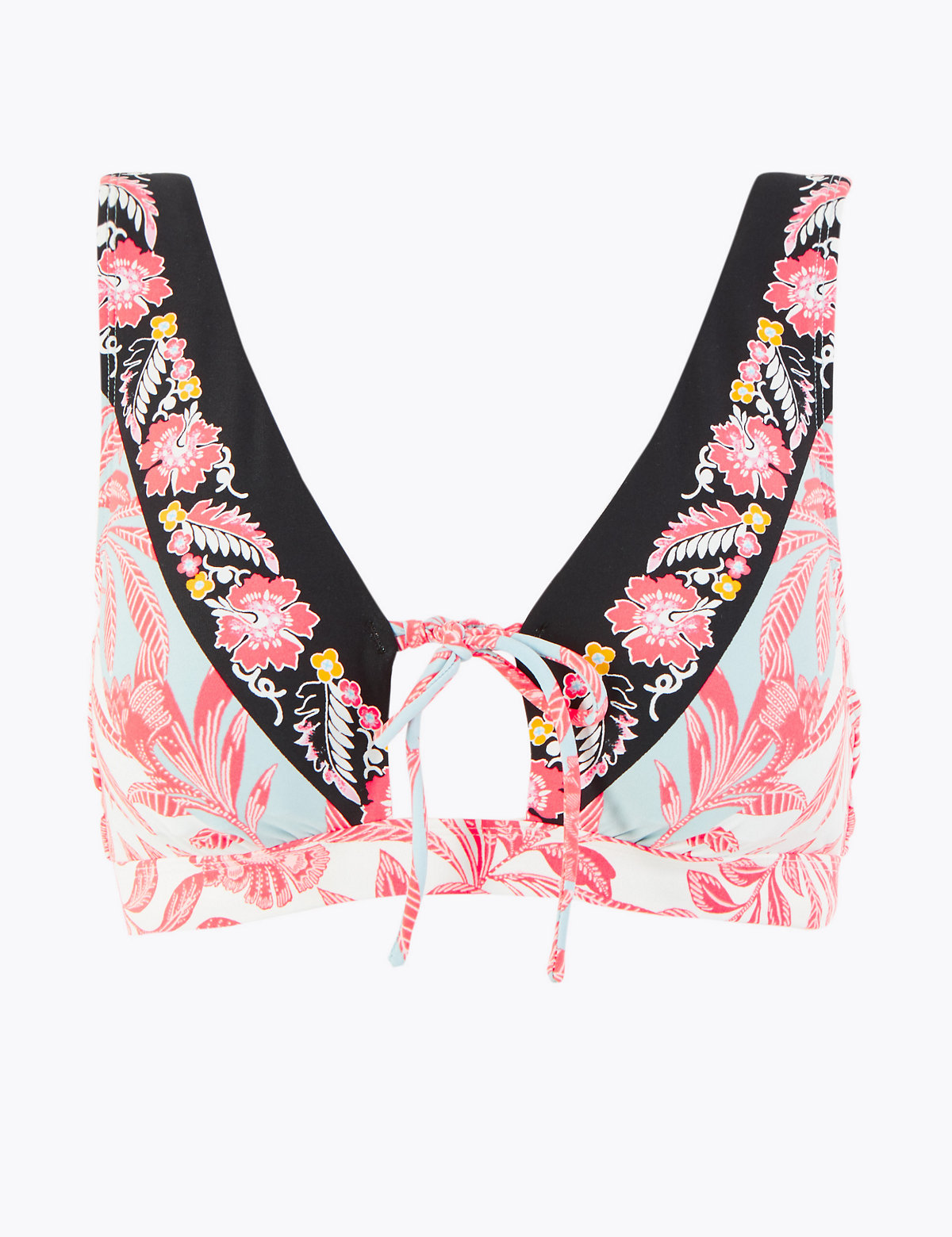 Floral Print Non Wired Plunge Bikini Top