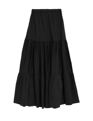 

M&S Collection Falda playera maxi 100% algodón en capasWomens - Black, Black