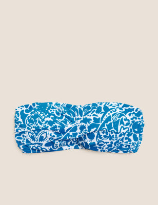 

M&S Collection Parte de arriba de bikini bandeau con relleno estampadaWomens - Blue Mix, Blue Mix