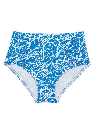 

Womens M&S Collection Tummy Control Printed Bikini Bottoms - Blue Mix, Blue Mix