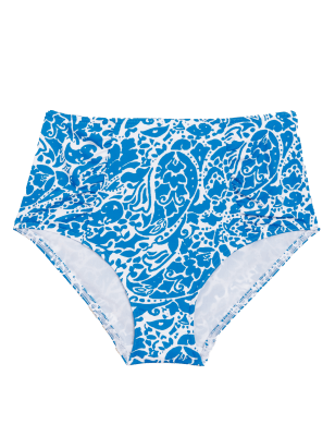 

Womens M&S Collection Tummy Control Printed Bikini Bottoms - Blue Mix, Blue Mix