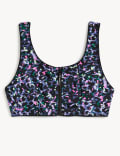 Print Zip Up Bikini Top