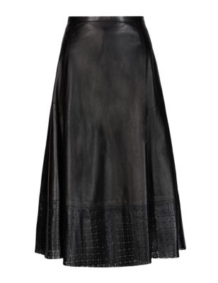 Luxury Leather Perforated Skirt | Autograph | M&S