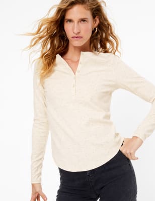 Textured Henley Long Sleeve Top 