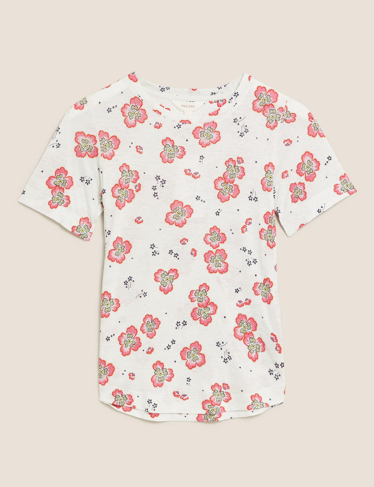 Linen Floral Crew Neck T-Shirt