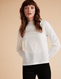 Pure Cotton High Neck Lace Insert Top