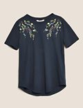 Pure Cotton Embroidery Round Neck Top