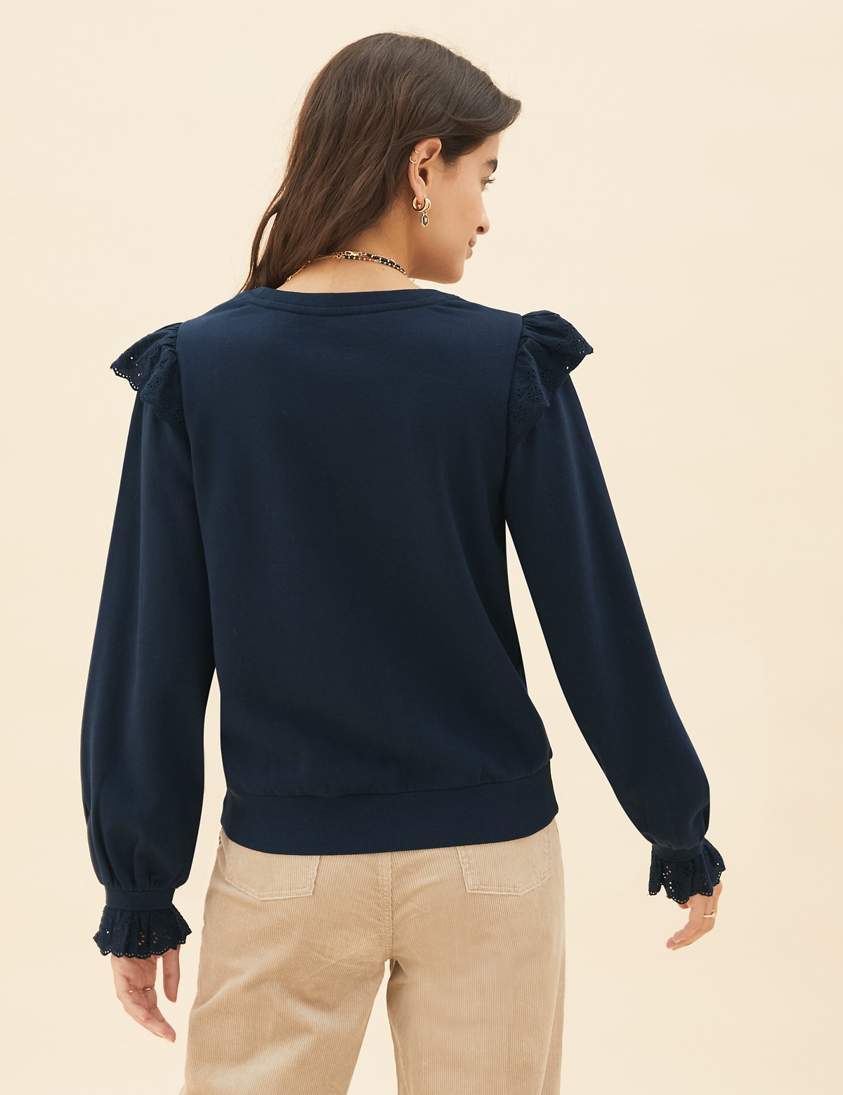 Pure Cotton Frill Detail Sweatshirt