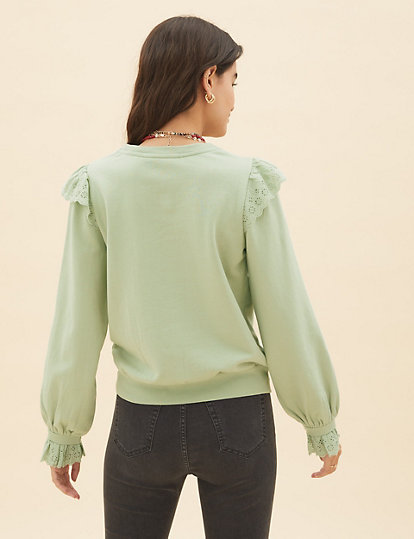 Pure Cotton Frill Detail Sweatshirt